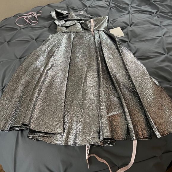 Mac Duggal One Shoulder Bow Midi Dress 67906 - Picture 5 of 11